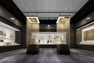build 3d commercial art gallery,museum complex,private,sculpture park interiorfx