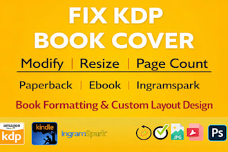 do book formatting and layout design, fix amazon kdp errors, fix bleed, margins