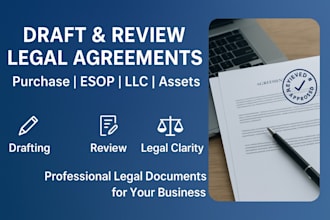 review and draft purchase agreement, esop plan, llc agreement, company asset