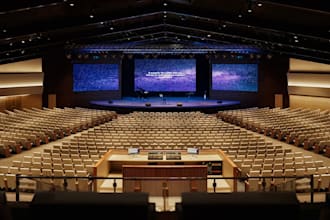 interior 3d modern auditorium hall, conference,concert,render 4k convention hall