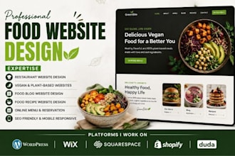 design restaurant website vegan food blog website food recipe website
