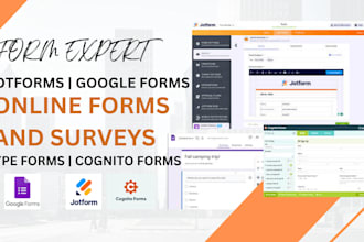 create and design online forms, google forms, jot forms, cognito and type forms