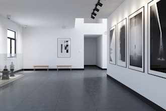 visualize 3d modern museum,exhibition booth,nft art,metaverse,spatial io,ar vr