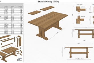 provide woodworking shop drawings, cutlist and plans in sketchup