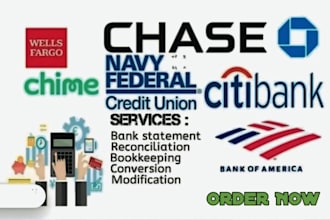 reconcile bank statement PDF to editable format