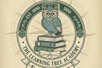 design a vintage teacher logo with classic academic style