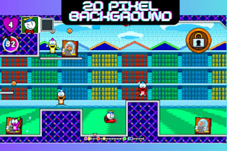 create pixel art game environment background design tileset map props object
