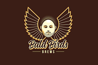 design classic super bald birds brewery logo