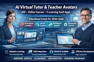 build ai virtual tutor teacher avatar, lms online course e learning ai saas app