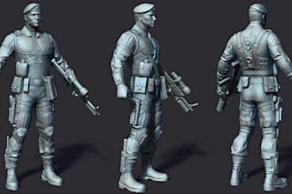 sculpt 3d miniature character, repair 3d scan model, optimize stl for 3d print