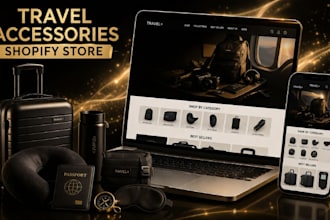 design travel accessories shopify store and travel gear ecommerce website