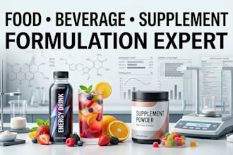 develop food, beverage and supplement formulation and product development