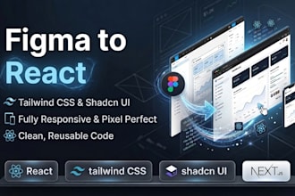 convert figma to react with tailwind CSS and shadcn UI