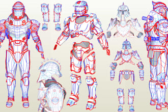 do 3d cosplay creation, pepakura armor, eva foam cosplay, 3d wearable armor