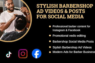 make stylish barbershop ad videos and posts for social media