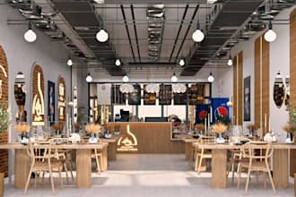 render 3d restaurant,hotel,cafe,coffee shop, bakery,dinning hall,minimalist cafe