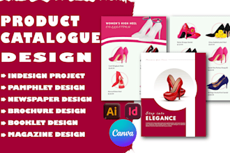 design product catalogue, indesign project, canva brochure, booklet white paper