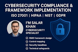 provide cyber security consultancy of iso 27001, hipaa, gdpr, nist standard
