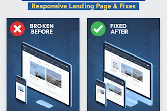 create a responsive HTML CSS landing page or fix CSS issues