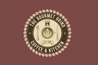 create vintage badge logo design for cafe or restaurant