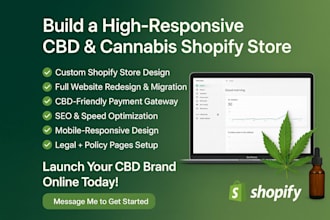 build high responsive cbd cannabis shopify store hemp marijuana website redesign