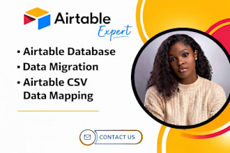 build your airtable database, handle data migration, perform CSV data mapping