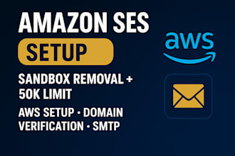 set up amazon ses, remove sandbox, increase your AWS ses sending limit up to 50k