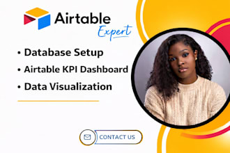 create database setup, airtable KPI dashboard, and data visualization