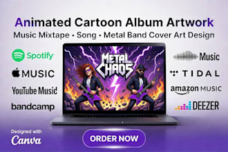 do animated cartoon album cover artwork music mixtape song metal band art design