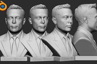 sculpt realistic 3d head 3d bust model, 3d face fully body model for 3d printing