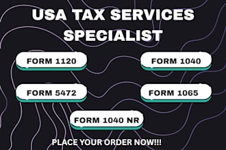 do US tax returns, 1040, 1065, 1120s, 5472, sales tax, llc tax and tax filing