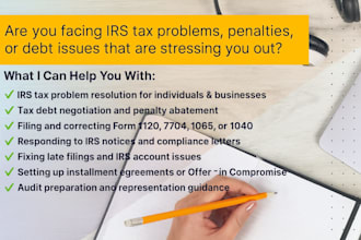 resolve your irs issues, fix irs tax problem, tax debt, or penalty 1120, 7704