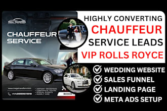 generate vip chauffeur service leads meta ads funnel rolls royce wedding website