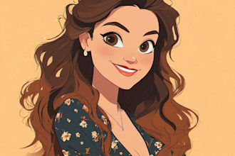 make a disney children cartoon illustration