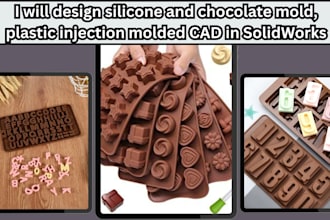 design silicone and chocolate mold, plastic injection molded cad in solidworks