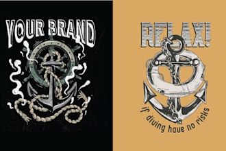 make vintage navy anchor nautical captain logo