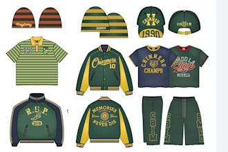 design fashion tech pack for streetwear, sportwear, tracksuits, flat sketch