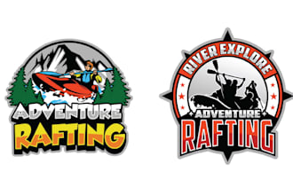 create sports jet ski rafting and kayaking outdoor adventure logo
