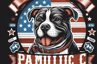 design high quality pitbull dog mascot logo with t shirt design