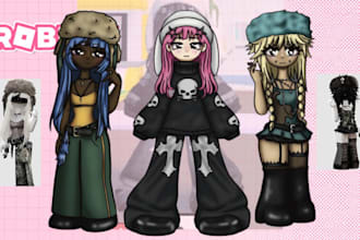 do roblox or minecraft avatar oc illustration for pfp fan art in anime art style