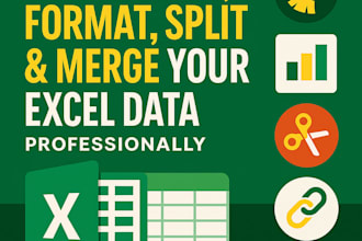 clean, format, split, merge excel data