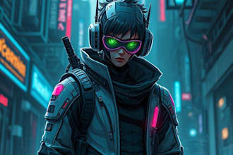 make a cyberpunk character art