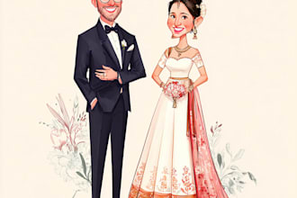 draw a wedding portrait illustration caricature