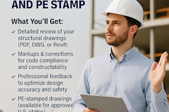 review your structural drawing, provide expert corrections, and pe stamp