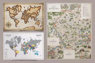 create world maps, city maps, fantasy maps, vector maps project