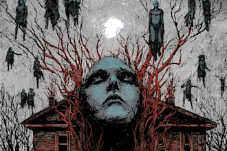 draw a detailed dark art rock gothic illustration