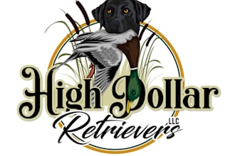 create a modern duck hunter dog logo with unlimited revision