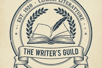 design a vintage literature logo with classic literary charm