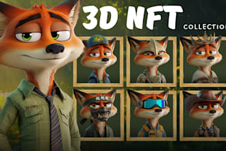 design 3d nft character modeling, cartoon, game, animation, and rendering