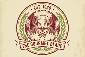 design a unique vintage chef logo for your brand